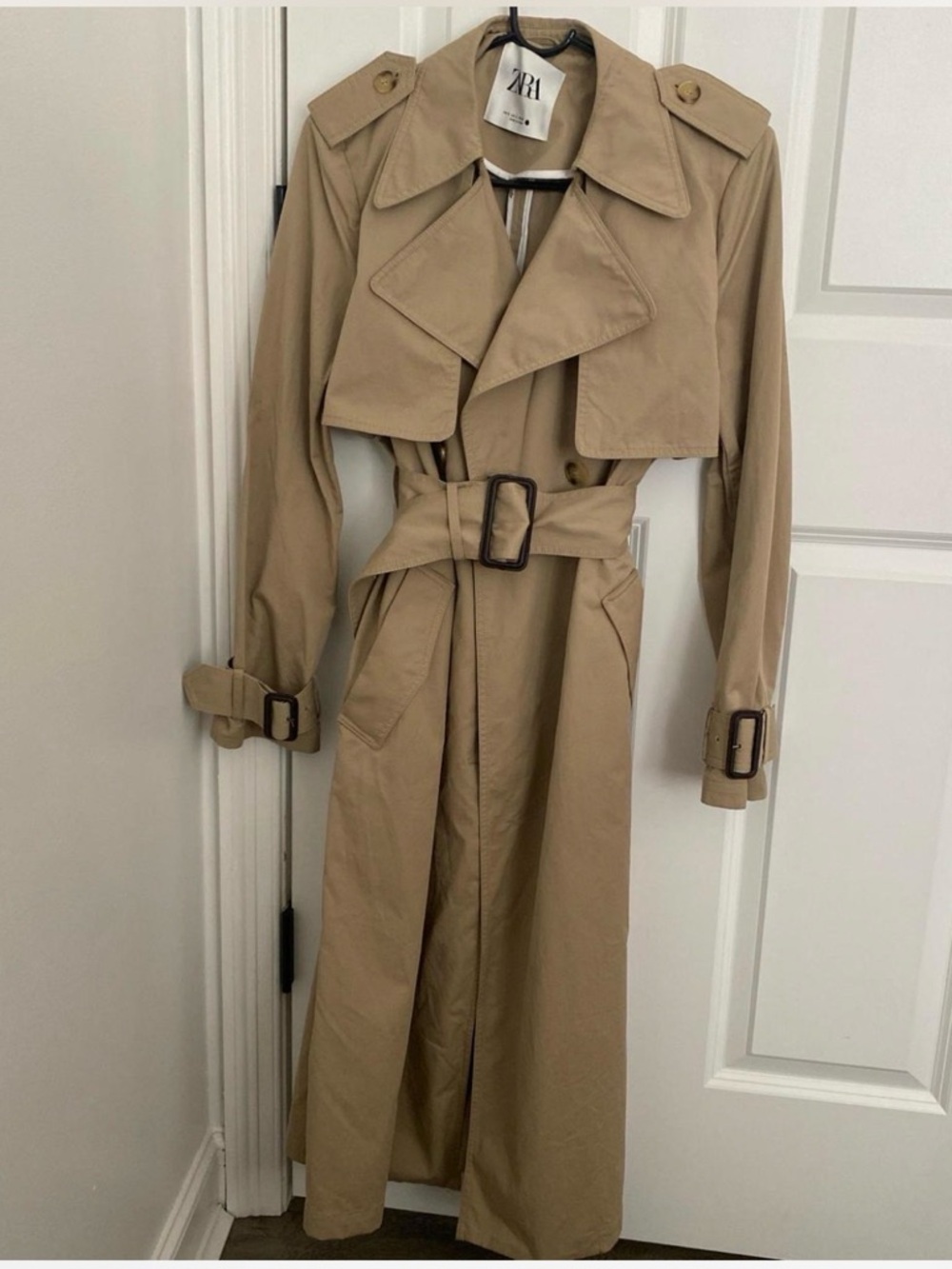 Zara Beige Long Belted Trench Coat